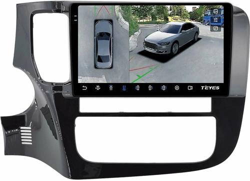 Магнитола для Mitsubishi Outlander 3 2012-2022 (овальный климат) - Teyes CC3-2K-360 монитор 9.5" 2K QLED на Android 10, 6Гб+128Гб, CarPlay, 4G SIM-слот, 4 камеры в комплекте