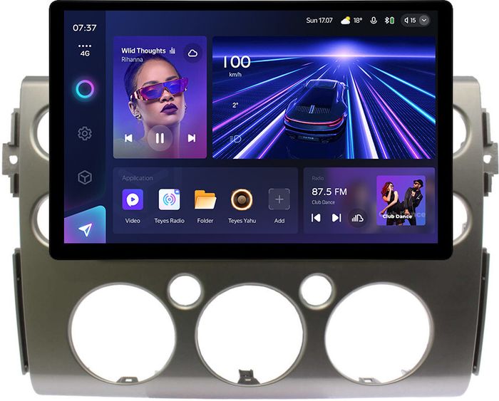 Магнитола для Toyota FJ Cruiser 2005-2022 (рамка серая) - Teyes CC3-2K монитор 13", QLED+2K, Android 10, ТОП процессор, 4G SIM-слот, CarPlay