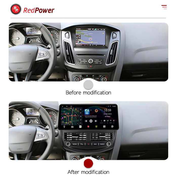 Магнитола для Ford Focus 3 2011-2019 - Redpower 85150XLB монитор 12.3" QLED в стиле BMW, Android 14, Быстрейшая, CarPlay, 4G SIM-слот