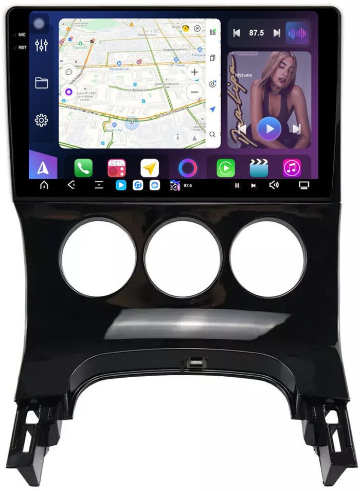 Магнитола для Peugeot 3008 2010-2017 (кондиционер) - FarCar XXL197M монитор 9.5" 2K QLED на Android 14, TS20, 8+256Гб, CarPlay, 4G SIM-слот