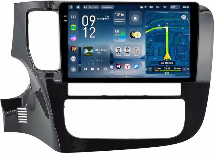 Магнитола для Mitsubishi Outlander 3 2012-2022 (овальный климат) - Teyes CC4-PRO монитор 9.5" 2K QLED на Android 13, Snapdragon 778G, ИИ, CarPlay, DSP, 4G SIM-слот