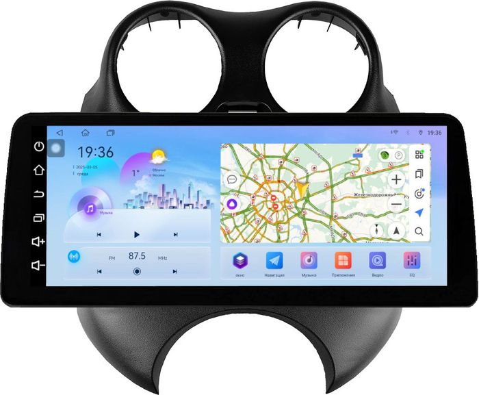 Магнитола для Nissan March K13 2010-2013 - FarCar монитор 12.3" 2K QLED на Android 14, Быстрая, CarPlay, 4G SIM-слот