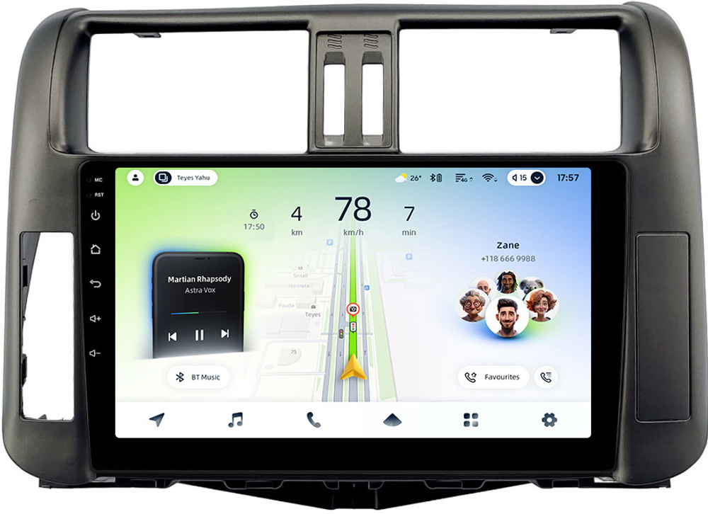 Магнитола для Toyota Land Cruiser Prado 150 2009-2013 (рамка графит) - Teyes CC4L монитор 9" IPS на Android 14, Snapdragon 662, CarPlay, 4G SIM-слот