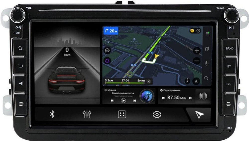 Магнитола для Volkswagen T5, T6, Tiguan, Passat, Polo, Jetta, Amarok, Golf и др., Skoda Fabia, Rapid - Canbox (кнопки и крутилки) Android 10, ТОП процессор, Carplay, 4G SIM-слот