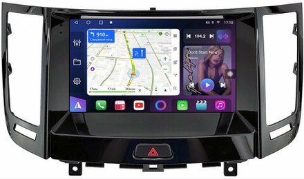 Магнитола для Infiniti FX35, FX37, FX50, FX30D S51 2008-2012, QX70 S51 2013-2018 (рамка тип 1 черный глянец) - FarCar XXL9-9673F1 монитор 9.5" 2K QLED на Android 14, TS20, 8+256Гб, CarPlay, 4G SIM-слот