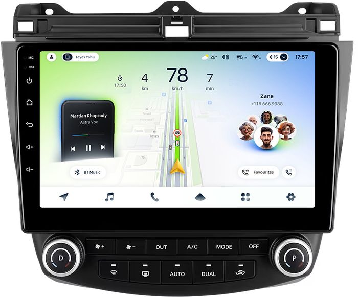 Магнитола для Honda Accord 7 2003-2008 (рамка вниз) - Teyes CC4L-DTS монитор 10.1" IPS, Android 14, Быстрая, Snapdragon 662, CarPlay, 4G SIM-слот
