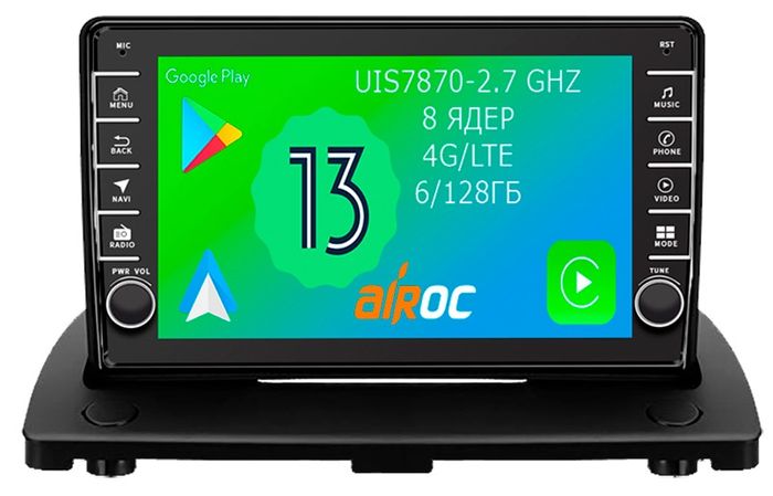 Магнитола для Volvo XC90 2006-2014 - Airoc AB-3804 (кнопки и крутилки), Android 13, Быстрая, SIM-слот, CarPlay