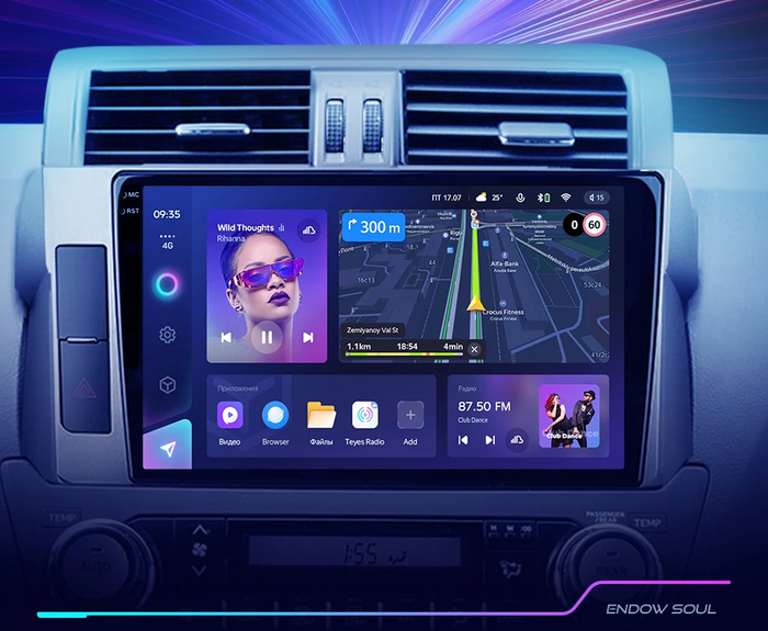 Магнитола для Toyota Land Cruiser Prado 150 2014-2017 - Parafar PF347RN2K на Android 13, QLED+2K, ТОП процессор, 4Гб+32Гб, CarPlay, 4G SIM-слот