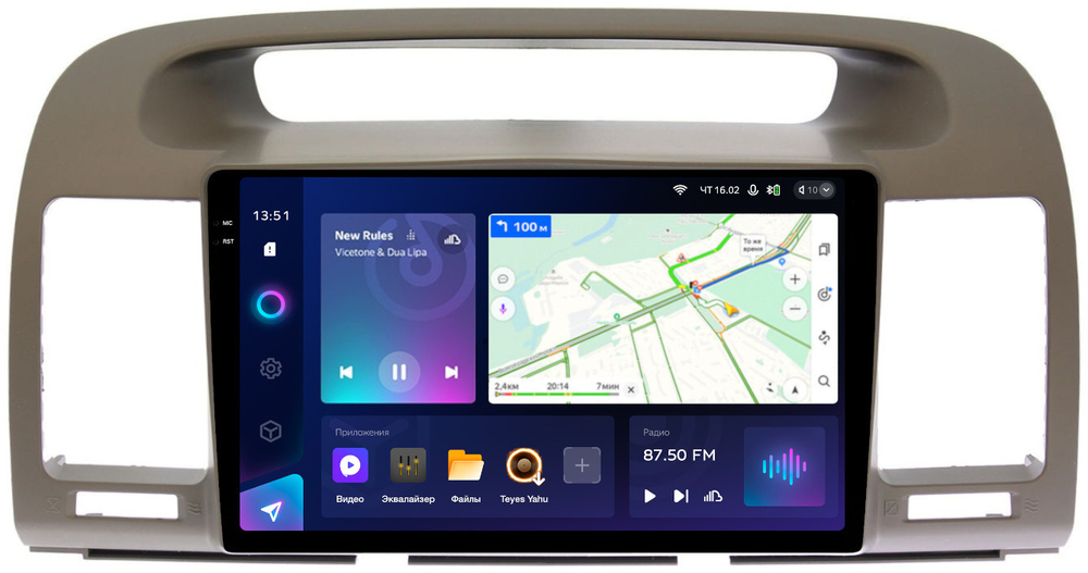Магнитола для Toyota Camry 30 2001-2006 (рамка оливковая) - Teyes CC3-2K монитор 9.5" 2K QLED на Android 10, ТОП процессор, CarPlay, 4G SIM-слот