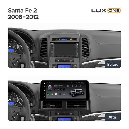 Магнитола для Hyundai Santa Fe 2 2006-2012 - Teyes LUX ONE монитор 12.3" 2K QLED на Android 10, CarPlay, 4G SIM-слот, 6/128ГБ