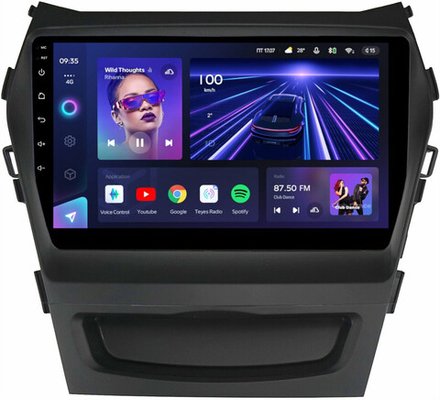 Магнитола для Hyundai Santa Fe 3 2012-2018 (климат на ШГУ) - Teyes CC3 монитор 9" QLED на Android 10, ТОП процессор, 4Гб+32Гб, CarPlay, 4G SIM-слот