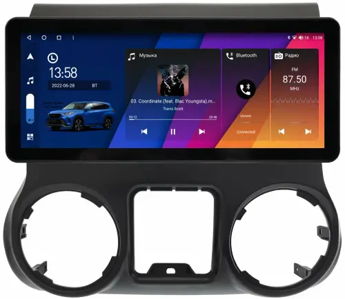 Магнитола для Jeep Wrangler 2014-2018 - Canbox H-Line 1295 монитор 12.3" QLED в стиле Audi на Android 10, ТОП-процессор, CarPlay, 4G SIM-слот