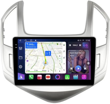 Магнитола для Chevrolet Cruze 2012-2015 (рамка серебро) - FarCar BM261M монитор 9.5" QLED на Android 14, TS10, 4+32Гб, CarPlay, 4G SIM-слот