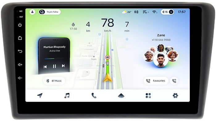 Магнитола для Skoda Rapid 1 2012-2020 (рамка тип 1) - Teyes CC4L-DTS монитор 9" IPS на Android 14, Быстрая, Snapdragon 662, CarPlay, 4G SIM-слот