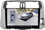 Магнитола для Toyota Land Cruiser Prado 150 2009-2013 (правый руль) - FarCar BX9-360-7041PR монитор 9.5" 2K QLED на Android 13, Быстрая, CarPlay, 4G SIM-слот, 4 камеры в комплекте