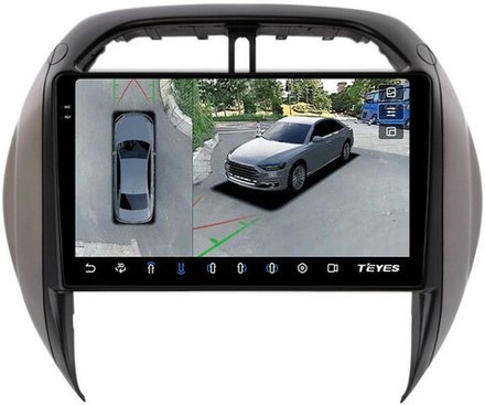 Магнитола для Toyota RAV4 2 2003-2005 - Teyes CC3-2K-360 монитор 9.5" 2K QLED на Android 10, 6Гб+128Гб, CarPlay, 4G SIM-слот, 4 камеры в комплекте