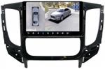 Магнитола для Mitsubishi L200 5 2015-2019 (климат), Pajero Sport 3 2016-2023 (МКПП), FIAT Fullback - FarCar BX1198M-360 монитор 9.5" 2K QLED на Android 13, Быстрая, CarPlay, 4G SIM-слот, 4 камеры в комплекте