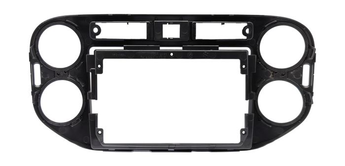 Комплект рамки с разъёмами 9"+can VW Tiguan 2011-2016 (квадратная аварийка) черный глянец