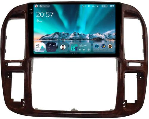 Магнитола для Toyota Land Cruiser 100, Lexus LX470 1998-2002 (кондиционер или климат внизу, рамка дерево) - Teyes CC4 монитор 9.2" 2K QLED на Android 14, Snapdragon 680, DSP, CarPlay, 4G SIM-слот