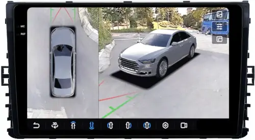 Магнитола для VW Jetta 7, Teramont, Taos, Multivan/Caravelle 2020+, Tiguan 2, Passat B8 - FarCar BX1081M-360 монитор 9.5" 2K QLED на Android 13, 6Гб+128Гб, CarPlay, 4G SIM-слот, 4 камеры в комплекте