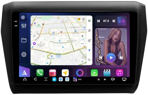 Магнитола для Suzuki Swift 5 2016-2023 (рамка матовая 9) - FarCar GX179-2M монитор 9.5" 2K QLED на Android 14, TS20, 6+128Гб, CarPlay, 4G SIM-слот