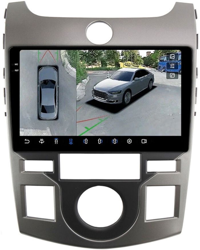 Магнитола для KIA Cerato 2 Koup 2008-2013 (купе) - FarCar BX9-360-7093CP монитор 9.5" 2K QLED на Android 13, 6+128Гб, CarPlay, 4G SIM-слот, 4 камеры в комплекте