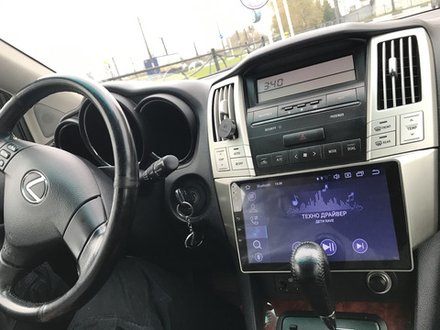 Магнитола для Toyota Harrier XU30 2003-2013, Lexus RX 2003-2009 (монохром, рамка вниз) - Teyes CC3 монитор 9" QLED на Android 10, ТОП процессор, 4Гб+32Гб, CarPlay, 4G SIM-слот