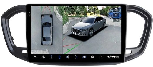 Магнитола для Lada Vesta NG 2023+ (без ШГУ, рамка черная матовая 9) - Teyes CC3-2K-360 на Android 10, 2K QLED, 6Гб+128Гб, CarPlay, 4G SIM-слот, 4 камеры в комплекте