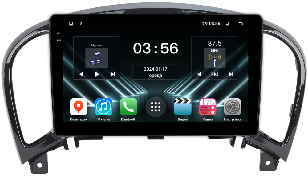 Магнитола для Nissan Juke 2011-2019 - FarCar DX749M монитор 9.5" IPS на Android 13, 4+64Гб, CarPlay