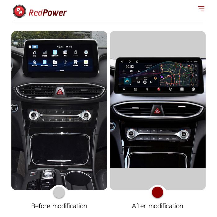 Магнитола для Hyundai Santa Fe 4 2018-2021 - Redpower 85410XLB монитор 12.3" QLED в стиле BMW, Android 14, Быстрейшая, CarPlay, 4G SIM-слот