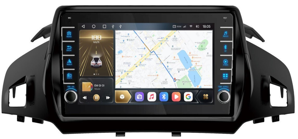 Магнитола для Ford Kuga 2 2013-2019 - Kuberg OL-9203-1 (кнопки и крутилки), Android 12, TS10, CarPlay, 4G SIM-слот