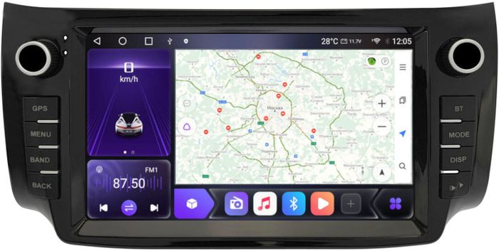 Магнитола для Nissan Sentra/Sylphy B17 2012-2023, Tiida 2015 - Kuberg SF-9666-IJ (с кнопками) IPS, Android 10, 4G SIM-слот