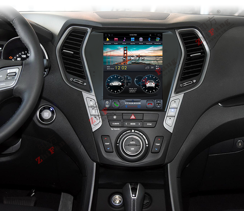 Магнитола для Hyundai Santa Fe 3 DM 2012-2018 (климат на ШГУ) - Kuberg ZF-1157-GE вертикальный экран 10.4" в стиле "Тесла" на Android 13, 8/128Гб, CarPlay, 4G SIM-слот