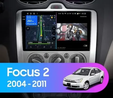 Магнитола для Ford Focus 2 2004-2011 (кондиционер) - FarCar BM003M-2K монитор 9.5" 2K QLED на Android 14, TS10, 4+32Гб, CarPlay, 4G SIM-слот