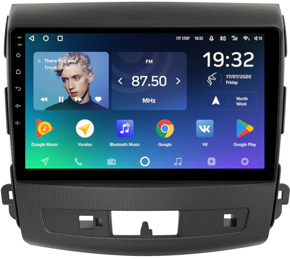 Магнитола для Mitsubishi Outlander XL, Peugeot 4007, Citroen C-Crosser (перфорированная рамка) - Teyes CC2 PLUS Android 10, ТОП процессор, 4-64, SIM-слот