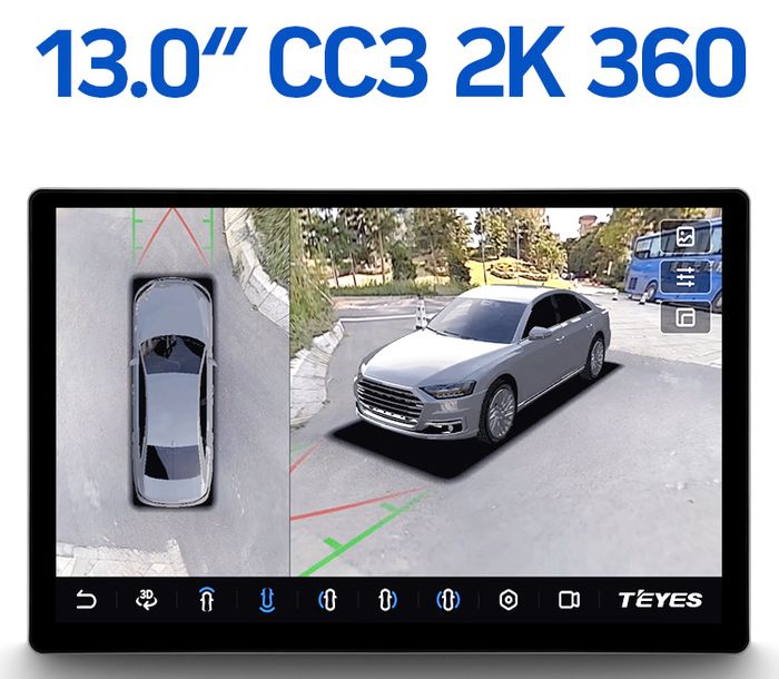 Магнитола для Москвич 3 и JAC JS4 2022-2024 - Teyes CC3-2K-360 монитор 13" 2K QLED на Android 10, 6Гб+128Гб, CarPlay, 4G SIM-слот, 4 камеры в комплекте