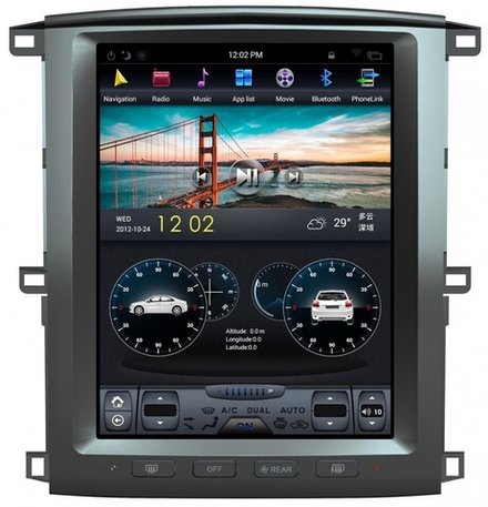 Магнитола для Toyota Land Cruiser 100, Lexus LX470 2002-2007 (любая комплектация) - Kuberg ZF-1301-GE вертикальный экран в стиле "Тесла" на Android 13, 8Гб+128Гб, CarPlay, 4G SIM-слот