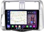 Магнитола для Toyota Land Cruiser Prado 150 2009-2013 (рамка серебро) - FarCar GX065M монитор 9.5" 2K QLED на Android 14, TS20, 6+128Гб, CarPlay, 4G SIM-слот