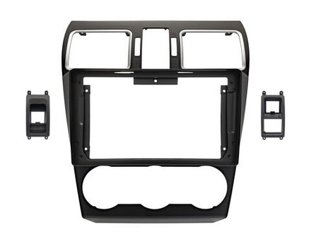 Комплект рамки с разъёмами 9" Subaru Forester, Impreza, XV 2015-2018 серебристые окантовки воздуховодов
