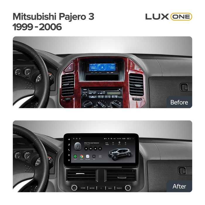 Магнитола для Mitsubishi Pajero 3, Montero 3 1999-2006 - Teyes LUX ONE ROUND монитор 12.3" 2K QLED на Android 10, Быстрая, CarPlay, 4G SIM-слот