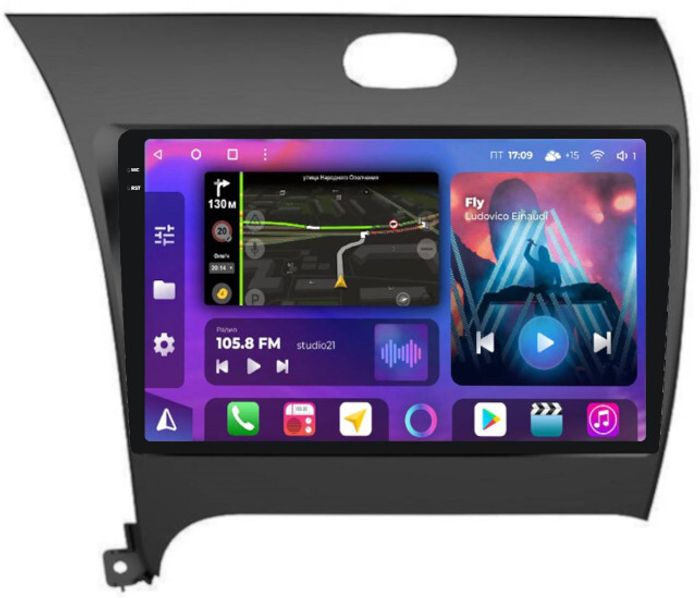 Магнитола для KIA Cerato 3 2013-2018 - FarCar BM280M-2K монитор 9.5" 2K QLED на Android 14, TS10, 4+32Гб, CarPlay, 4G SIM-слот