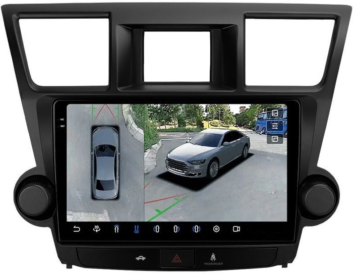 Магнитола для Toyota Highlander 2 XU40 2007-2013 (крутилки активные) - FarCar BX10-360-7194F2 монитор 10.36" 2K QLED на Android 13, 6Гб+128Гб, CarPlay, 4G SIM-слот, 4 камеры в комплекте
