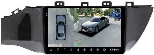 Магнитола для KIA Rio 4, Rio X-Line 2017-2020 (рамка под 9" без кнопки) - Teyes CC3-2K-360 на Android 10, 2K QLED, 6Гб+128Гб, CarPlay, 4G SIM-слот, 4 камеры в комплекте