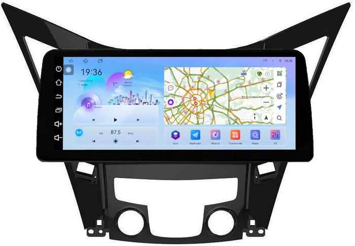 Магнитола для Hyundai Sonata 6 YF 2010-2013 - FarCar монитор 12.3" 2K QLED на Android 14, TS10, CarPlay, 4G SIM-слот