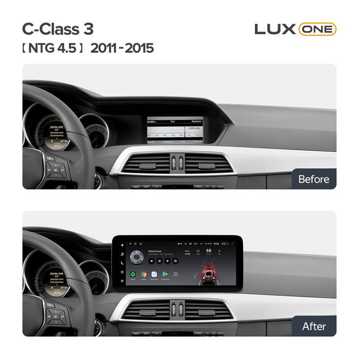 Магнитола для Mercedes Benz С W204 2011-2014 NTG 4.5 - Teyes LUX ONE 360 монитор 12.3" 2K QLED на Android 10, CarPlay, 4G SIM-слот, 6/128 ГБ, 4 камеры в комплекте