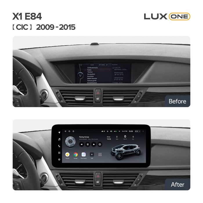 Магнитола для BMW X1 E84 2009-2014 CIC - Teyes LUX ONE ROUND монитор 12.3" 2K QLED на Android 10, Быстрая, CarPlay, 4G SIM-слот