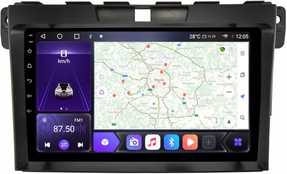 Магнитола для Mazda CX-7 2006-2012 - Kuberg OL-9509 QLed, Android 12, TS10, CarPlay, 4G SIM-слот