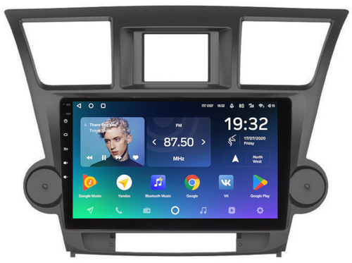 Магнитола для Toyota Highlander 2 2007-2013 XU40 - Teyes CC2 PLUS Android 10, ТОП процессор, 4-64, SIM-слот (крутилки декоративные)
