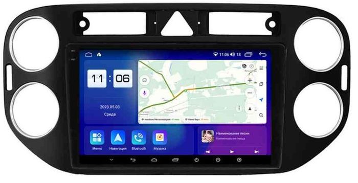 Магнитола для Volkswagen Tiguan 1 2011-2016 (рамка чёрная) - Parafar PF488T1LUX1RN2K на Android 13, QLED+2K, ТОП процессор, 4Гб+32Гб, CarPlay, 4G SIM-слот