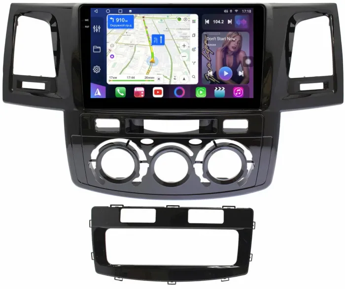 Магнитола для Toyota HiLux 7 2011-2015 - FarCar 143M монитор 9.5" QLED на Android 14, TS18, CarPlay, 4G SIM-слот